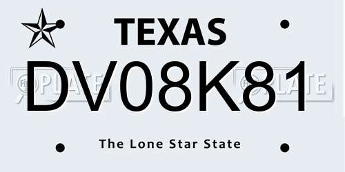 DV08K81 Texas License Plate