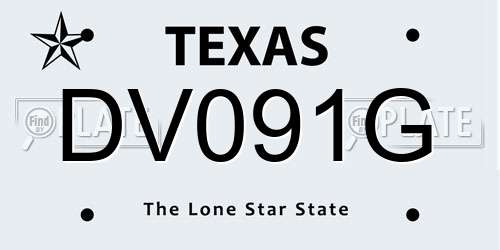 DV091G Texas License Plate