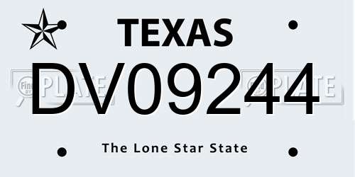 DV09244 Texas License Plate