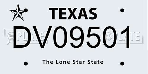 DV09501 Texas License Plate