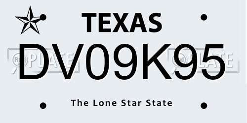 DV09K95 Texas License Plate