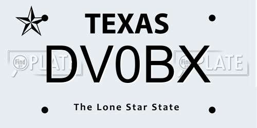 DV0BX Texas License Plate