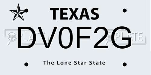 DV0F2G Texas License Plate