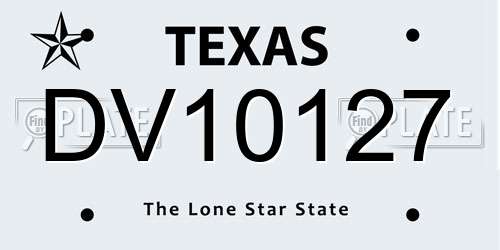 DV10127 Texas License Plate