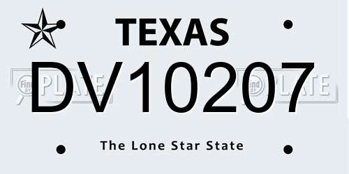 DV10207 Texas License Plate