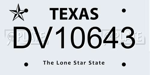 DV10643 Texas License Plate