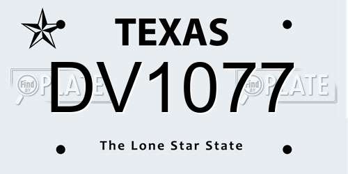 DV1077 Texas License Plate