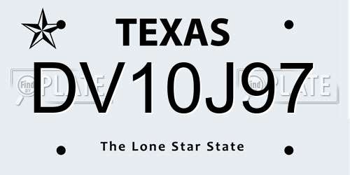 DV10J97 Texas License Plate
