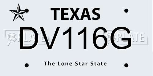 DV116G Texas License Plate
