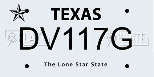 DV117G Texas License Plate