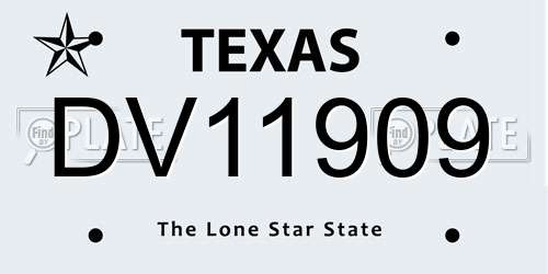 DV11909 Texas License Plate