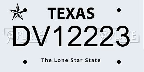 DV12223 Texas License Plate