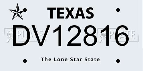 DV12816 Texas License Plate