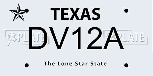 DV12A Texas License Plate