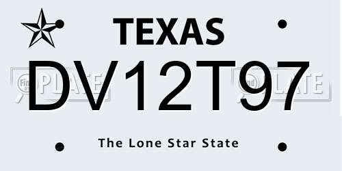 DV12T97 Texas License Plate