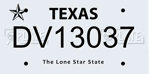 DV13037 Texas License Plate