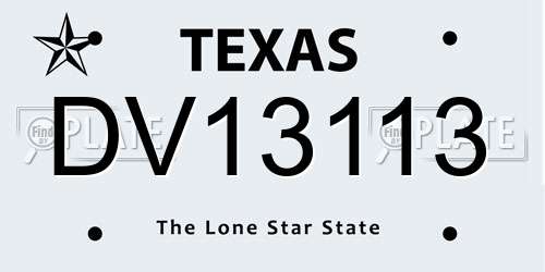 DV13113 Texas License Plate