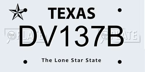 DV137B Texas License Plate