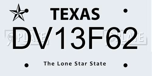 DV13F62 Texas License Plate