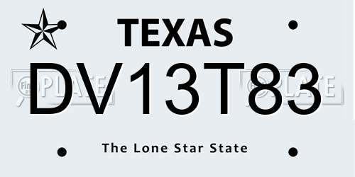 DV13T83 Texas License Plate