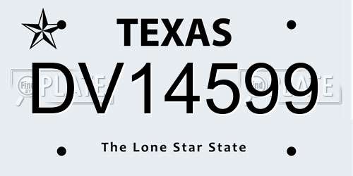 DV14599 Texas License Plate