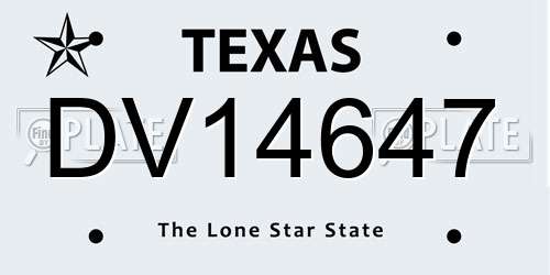 DV14647 Texas License Plate