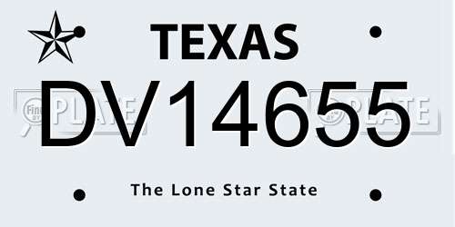 DV14655 Texas License Plate