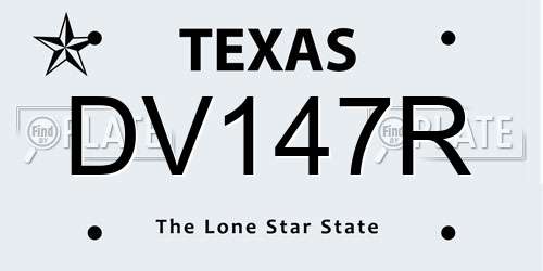 DV147R Texas License Plate