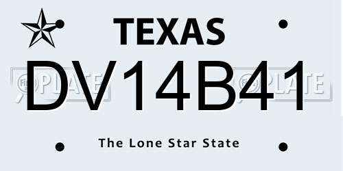 DV14B41 Texas License Plate