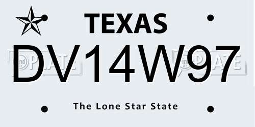 DV14W97 Texas License Plate