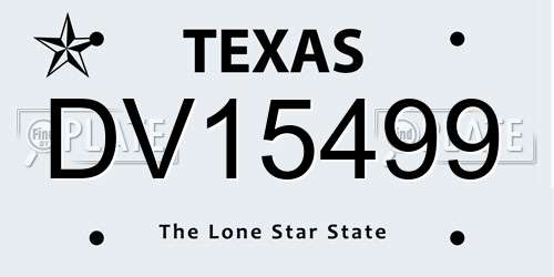 DV15499 Texas License Plate