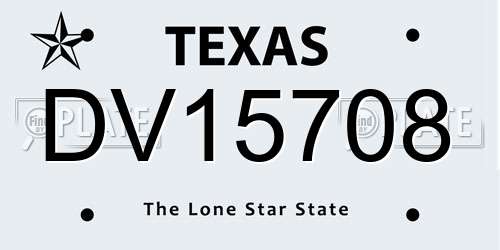 DV15708 Texas License Plate