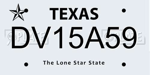 DV15A59 Texas License Plate