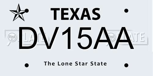 DV15AA Texas License Plate