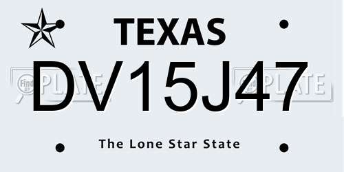 DV15J47 Texas License Plate