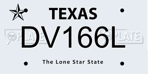 DV166L Texas License Plate