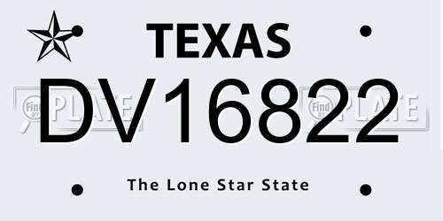 DV16822 Texas License Plate