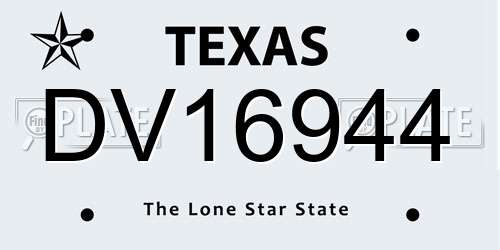 DV16944 Texas License Plate
