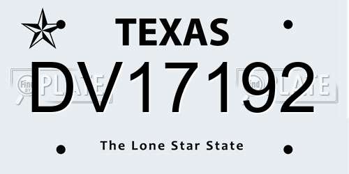 DV17192 Texas License Plate