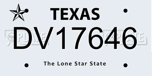 DV17646 Texas License Plate