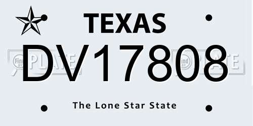 DV17808 Texas License Plate