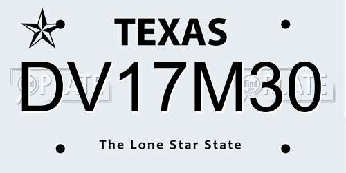 DV17M30 Texas License Plate