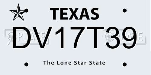 DV17T39 Texas License Plate