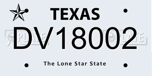 DV18002 Texas License Plate