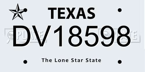 DV18598 Texas License Plate