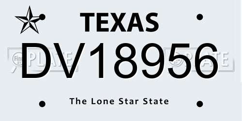 DV18956 Texas License Plate