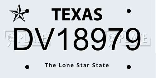DV18979 Texas License Plate