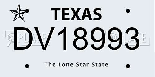 DV18993 Texas License Plate