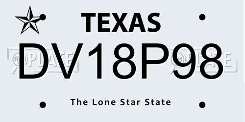DV18P98 Texas License Plate
