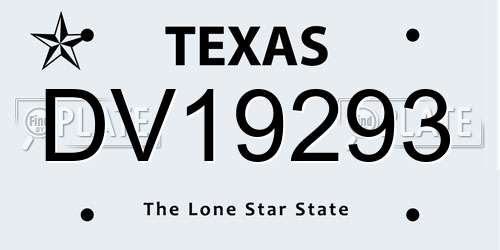 DV19293 Texas License Plate